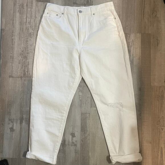 NWT Loft High Rise Slim Pocket Boyfriend Jeans in White Sz 10/30 - Picture 1 of 14